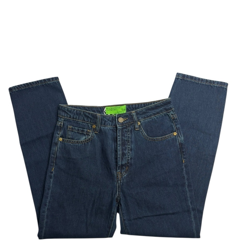NEW Free People x Sandrine Rose Blue Straight Leg Jean Button Fly Size 26